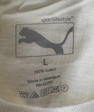 Puma Women's Big Cat Logo Tan Short Sleeve Shirt Size Large
