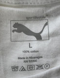 Puma Women's Big Cat Logo White Short Sleeve Shirt Size Large