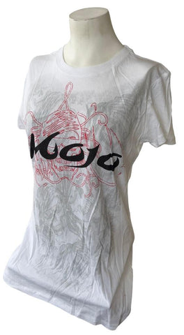 Mojo After Dark Women's Mojo Skull Graphic White Short Sleeve Shirt Size Large