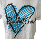 Gildan Women's Rachel Crow Heart Graphic White Short Sleeve Shirt Size Large