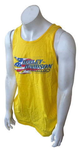 Harley Davidson Men's American Eagle Silhouette Yellow Tank Top Size Large
