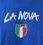 Gildan Men's La Nova Pizzeria Italia Graphic Blue Short Sleeve Shirt Size Medium