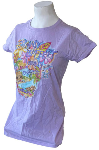 Gildan Women's Jimmy Buffet Lounging At The Lagoon Tour 2012 Purple Shirt Size M