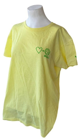 Puma Women's Love Equals Soccer Brazil Yellow Short Sleeve Shirt Size Large