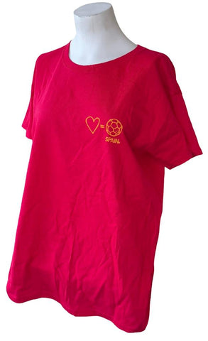 Puma Women's Love Equals Soccer Spain Red Short Sleeve Shirt Size Large