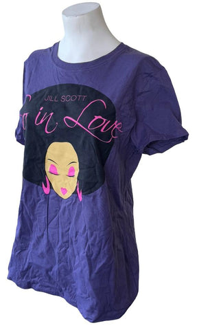 Hanes Women's Jill Scott So In Love Graphic Purple Short Sleeve Shirt Size Large