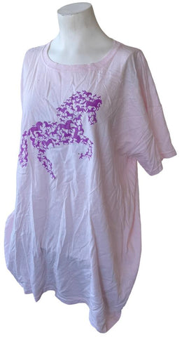 Anvil Women's Horse Silhouette Graphic Pink Short Sleeve Shirt Size 2X-Large