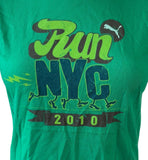 Anvil Women's Puma Run NYC 2010 Graphic Green Short Sleeve Shirt Size Medium