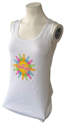 LAT Women's The Beach Boys Sun Graphic White Tank Top Size Small