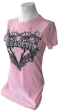 Next Level Women's Megadeth Barbed Wire Heart Graphic Pink Shirt Size Medium