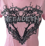 Next Level Women's Megadeth Barbed Wire Heart Graphic Pink Shirt Size Medium