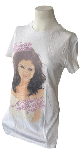 Next Level Women's Selena Gomez A Year Without Rain White Shirt Size Large