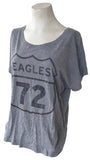 Next Level Women's Eagles Highway 72 Graphic Gray Short Sleeve Shirt Size Large