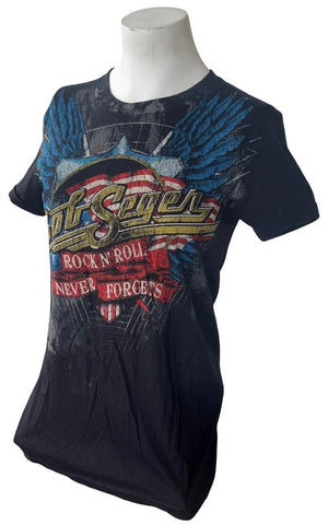 American Apparel Bob Seger Rock N' Roll Never Forgets Black Shirt Size Medium