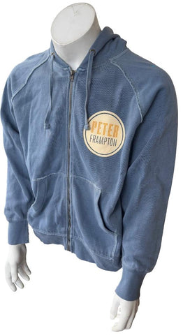 Comfort Colors Men's Peter Frampton Graphic Blue Zip-Up Hoodie Size Small