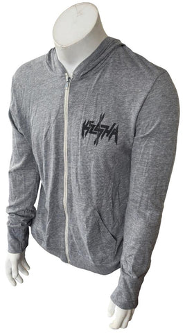 Alternative Men's Kesha Die Young Graphic Gray Zip-Up Hoodie Size Large