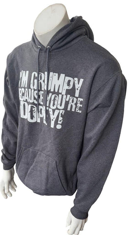 Walt Disney World Men's I'm Grumpy Because You're Dopey Gray Hoodie Size Medium