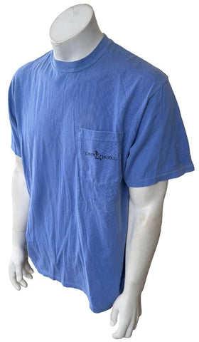 Comfort Colors Men's Covey & Paddle Graphic Blue Pocket Shirt Size Large