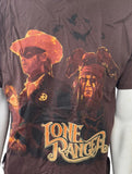 Disney Parks Men's Lone Ranger Graphic Brown Short Sleeve Shirt Size Large