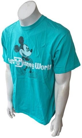 Disney Men's Walt Disney World Mickey Mouse Teal Short Sleeve Shirt Size Medium
