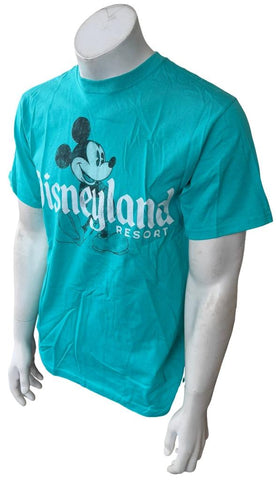 Disney Men's Disneyland Resort Mickey Mouse Teal Short Sleeve Shirt Size Medium