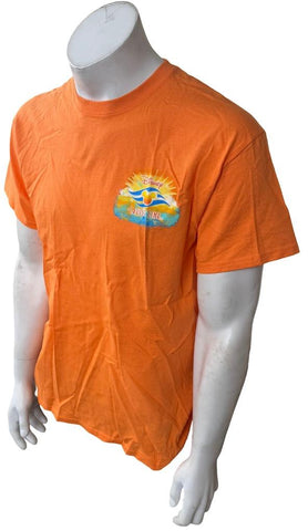 Disney Cruise Line Men's Castaway Cay, Bahamas Orange Short Sleeve Shirt Size M
