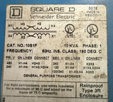 Square D 10S1F Transformer 10 KVA 240/480V Prim. 120/240V Sec. Single Phase