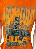 Hard Rock Cafe Men's Honolulu Hula Festival Waikiki Graphic Orange Shirt Size M