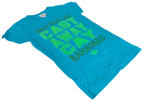 Disney Cruise Line Girls Castaway Cay Bahamas Graphic Blue Shirt Size Medium