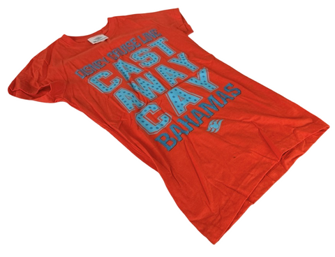 Disney Cruise Line Girls Castaway Cay Bahamas Graphic Orange Shirt Size Medium