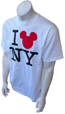 Disney Cruise Line Men's I Love New York Mickey Mouse White Shirt Size Large