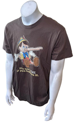 Disney Men's Pinocchio It's Not A Lie If You Believe It Brown Shirt Size Large