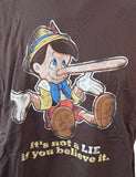Disney Men's Pinocchio It's Not A Lie If You Believe It Brown Shirt Size Large