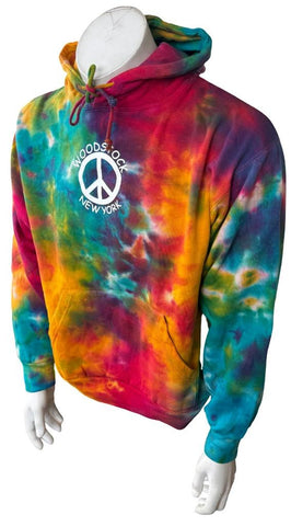 Jon Lauren Men's Woodstock NY Peace Symbol Graphic Tie-Dye Hoodie Size Medium