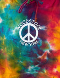 Jon Lauren Men's Woodstock NY Peace Symbol Graphic Tie-Dye Hoodie Size Medium