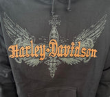 Independent Men's Harley-Davidson Winged Cross Graphic Black Hoodie Size Large