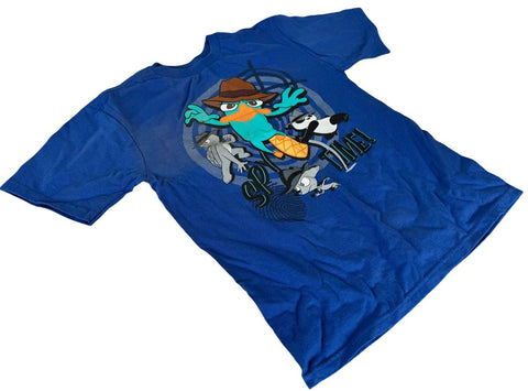 Disney Youth Perry The Platypus Spy Time Graphic Blue Shirt Size Large