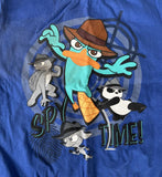 Disney Youth Perry The Platypus Spy Time Graphic Blue Shirt Size Large
