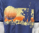 Disney Men's Mickey Mouse Sunset Surf Board Blue Short Sleeve Shirt Size Large