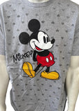 Disney Men's Classic Mickey Mouse Hearts Gray Short Sleeve Shirt Size Large