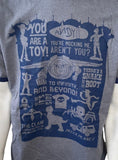 Disney Men's Toy Story Movie Quotes Graphic Gray Short Sleeve Shirt Size Large