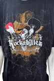 Anvil Men's Rockabilley Brand Clothing Skull With Guitars Black Shirt Size Large