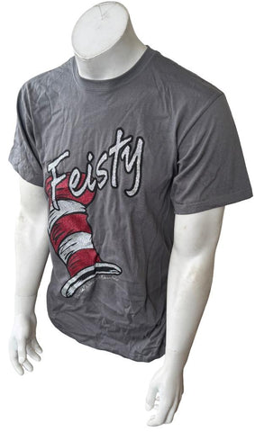 Anvil Men's The Cat In The Hat Feisty Graphic Gray Short Sleeve Shirt Size M
