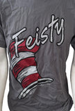 Anvil Men's The Cat In The Hat Feisty Graphic Gray Short Sleeve Shirt Size M