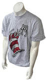 Anvil Men's The Cat In The Hat Feisty Graphic Gray Short Sleeve Shirt Size Large