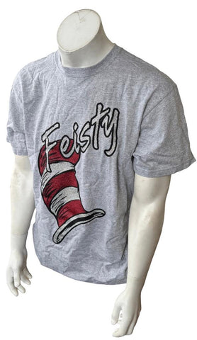 Anvil Men's The Cat In The Hat Feisty Graphic Gray Short Sleeve Shirt Size Large