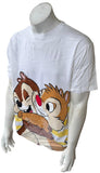 Disney Men's Chip And Dale Hugging Graphic White Short Sleeve Shirt Size Large