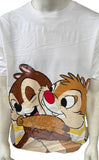 Disney Men's Chip And Dale Hugging Graphic White Short Sleeve Shirt Size Large