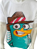 Disney Men's Perry The Platypus Graphic White Short Sleeve Shirt Size Large