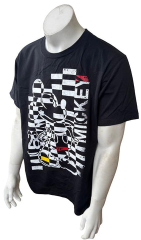 Disney Men's Classic Mickey Mouse 28 Checkered Graphic Black Shirt Size Large